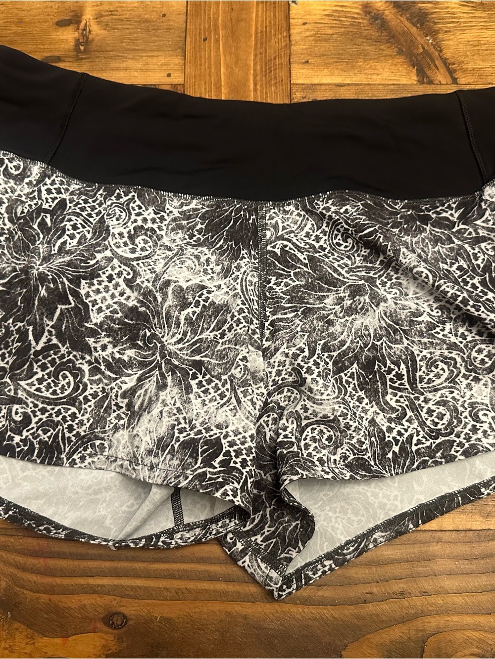 lululemon athletica Black and White Floral Athletic Shorts